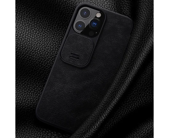 Кожаный чехол (книжка) Nillkin Qin Pro Camshield для Apple iPhone 13 Pro (6.1") Черный