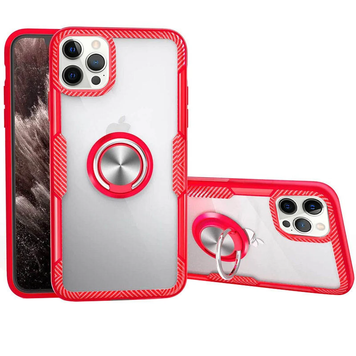 TPU+PC чохол Deen CrystalRing для Apple iPhone 13 Pro (6.1") Безбарвний / Червоний