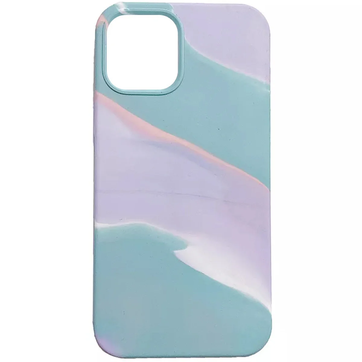 Чехол Silicone case full Aquarelle для Apple iPhone 13 Pro (6.1") Бирюзово-сиреневый