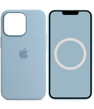 Чохол Silicone case (AAA) full with Magsafe and Animation для Apple iPhone 13 Pro (6.1") Синій / Blue Fog