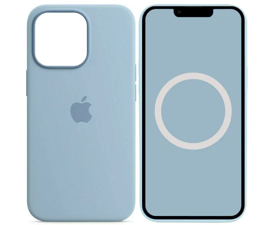 Чехол Silicone case (AAA) full with Magsafe and Animation для Apple iPhone 13 Pro (6.1") Голубой / Blue Fog