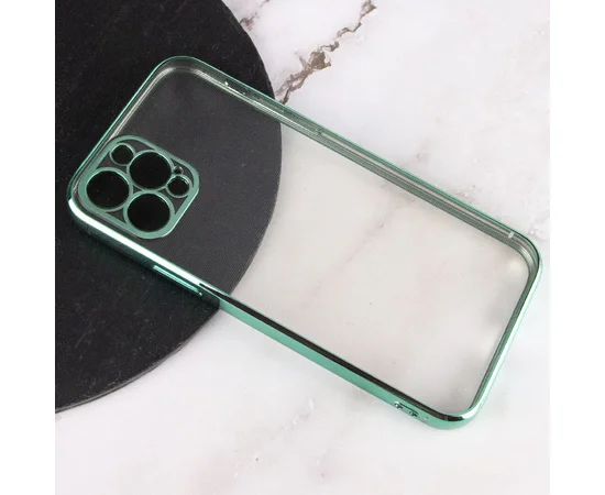 Прозрачный силиконовый чехол глянцевая окантовка Full Camera для Apple iPhone 13 Pro (6.1") Зеленый