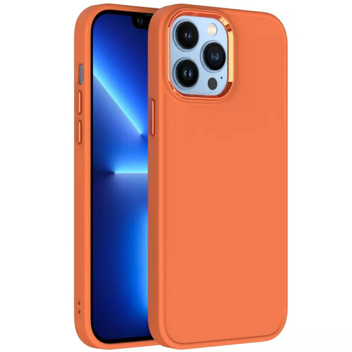 TPU чохол Bonbon Metal Style для Apple iPhone 13 Pro (6.1") Помаранчевий / Papaya