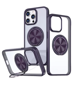 TPU+PC чехол Metal Ring with MagSafe для Apple iPhone 13 Pro (6.1") Темно-фиолетовый