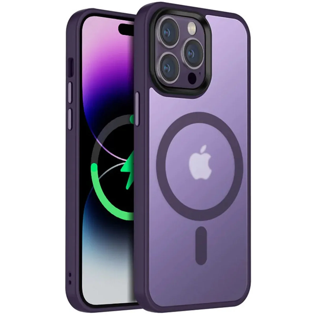 TPU+PC чехол Metal Buttons with MagSafe Colorful для Apple iPhone 13 Pro (6.1") Темно-фиолетовый