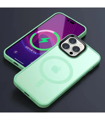 TPU+PC чехол Metal Buttons with MagSafe Colorful для Apple iPhone 13 Pro (6.1") Мятный