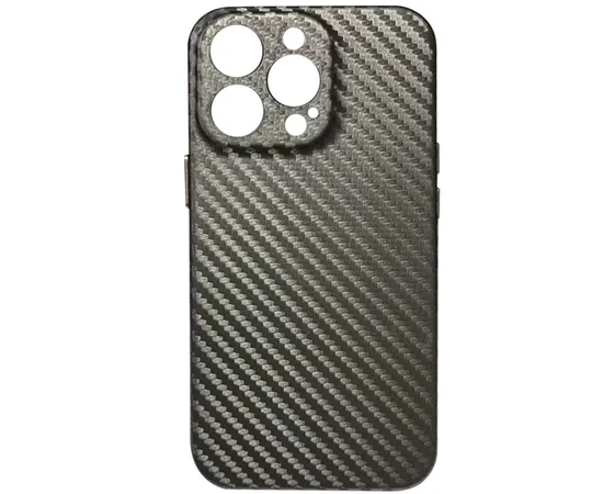 Кожаный чехол Leather Case Carbon series для Apple iPhone 13 Pro (6.1") Серый