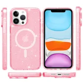 Чехол TPU Galaxy Sparkle (MagFit) для Apple iPhone 13 Pro (6.1") Pink+Glitter