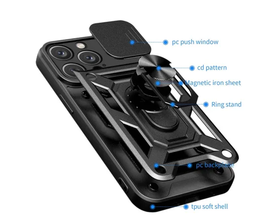 Ударопрочный чехол Camshield Serge Ring для Apple iPhone 13 Pro (6.1") Черный