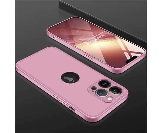 Пластиковая накладка GKK LikGus 360 градусов (opp) для Apple iPhone 13 Pro (6.1") Розовый / Rose gold