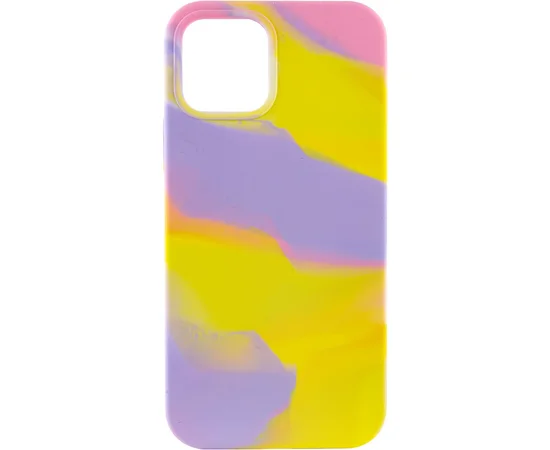 Чехол Silicone case full Aquarelle для Apple iPhone 13 Pro (6.1") Сиренево-желтый