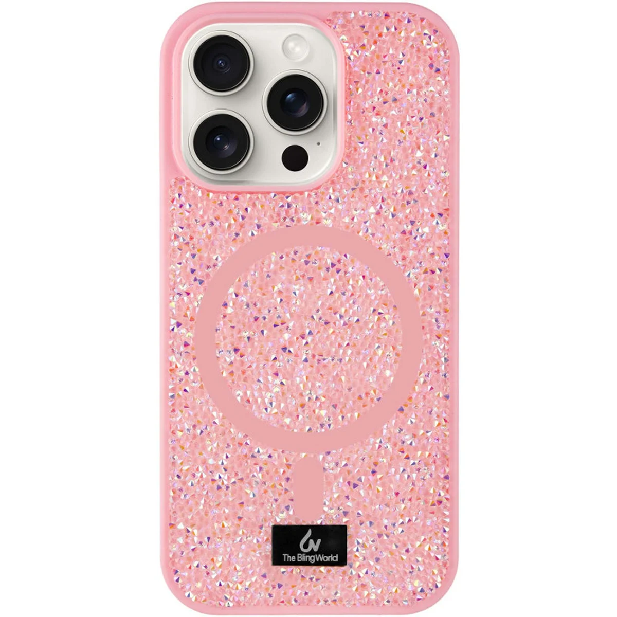 TPU чехол Bling World Rock Diamond with MagSafe для Apple iPhone 13 Pro (6.1") Pink