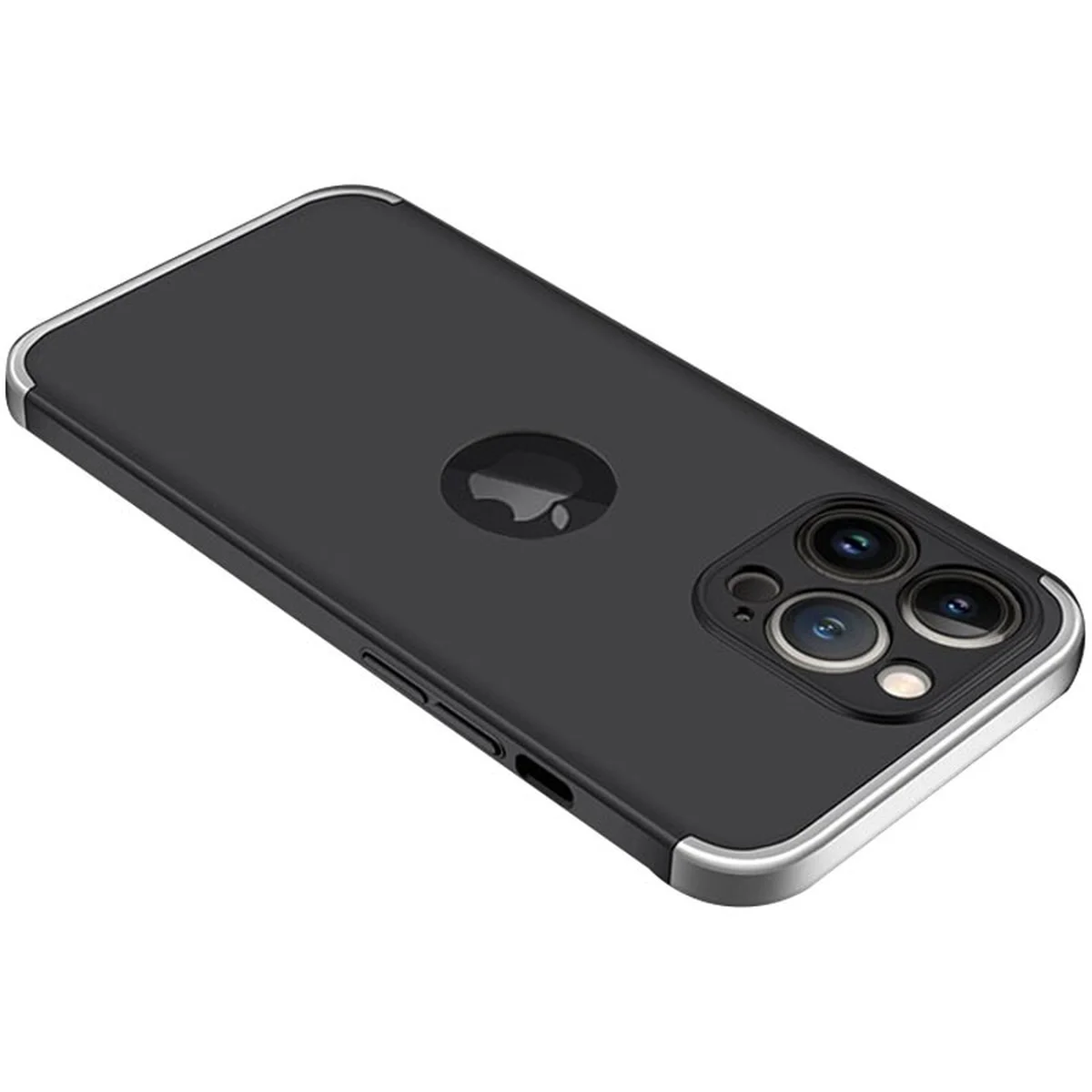 Пластиковая накладка GKK LikGus 360 градусов (opp) для Apple iPhone 13 Pro (6.1") Черный / Серебряный