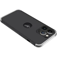 Пластиковая накладка GKK LikGus 360 градусов (opp) для Apple iPhone 13 Pro (6.1") Черный / Серебряный
