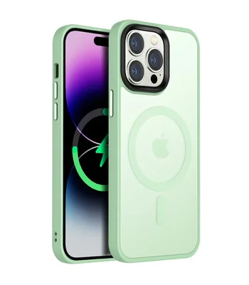 TPU+PC чехол Metal Buttons with MagSafe Colorful для Apple iPhone 13 Pro (6.1") Мятный