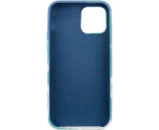 Чехол Silicone case full Aquarelle для Apple iPhone 13 Pro (6.1") Бирюзово-белый