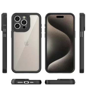 TPU чехол Transparent + Colour 1,5mm для Apple iPhone 13 Pro (6.1") Black