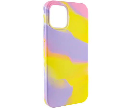 Чехол Silicone case full Aquarelle для Apple iPhone 13 Pro (6.1") Сиренево-желтый