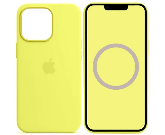 Чехол Silicone case (AAA) full with Magsafe and Animation для Apple iPhone 13 Pro (6.1") Желтый / Lemon Zest