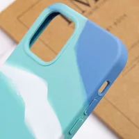Чехол Silicone case full Aquarelle для Apple iPhone 13 Pro (6.1") Бирюзово-белый