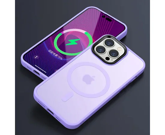 TPU+PC чехол Metal Buttons with MagSafe Colorful для Apple iPhone 13 Pro (6.1") Сиреневый