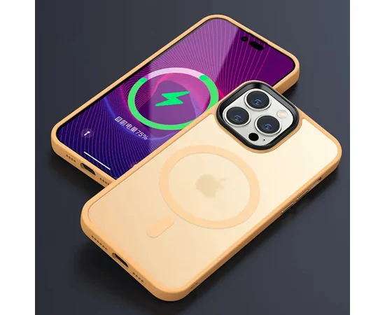 TPU+PC чехол Metal Buttons with MagSafe Colorful для Apple iPhone 13 Pro (6.1") Персиковый