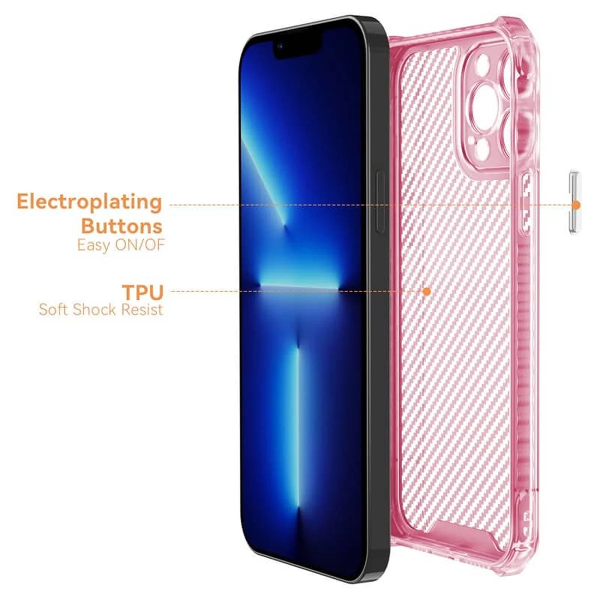 Чохол TPU Ease Carbon для Apple iPhone 13 Pro (6.1") Рожевий / Прозорий