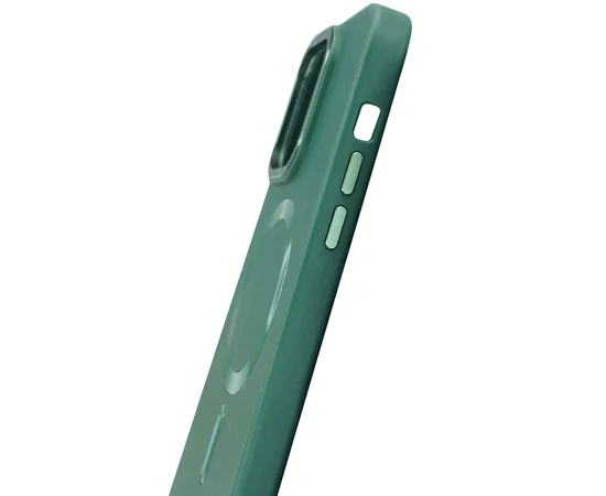 Кожаный чехол Bonbon Leather Metal Style with MagSafe для Apple iPhone 13 Pro (6.1") Зеленый / Pine green
