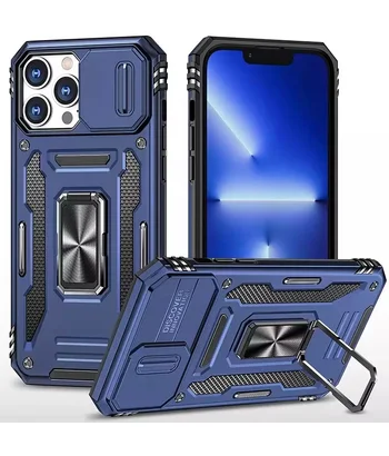 Удароміцний чохол Camshield Army Ring для iPhone 13 Pro (6.1") Синій / Navy