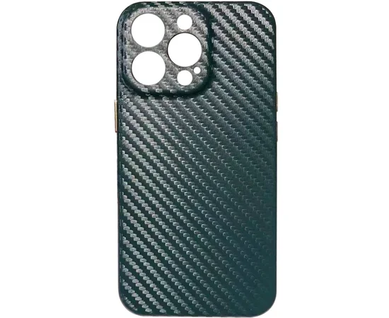 Кожаный чехол Leather Case Carbon series для Apple iPhone 13 Pro (6.1") Зеленый