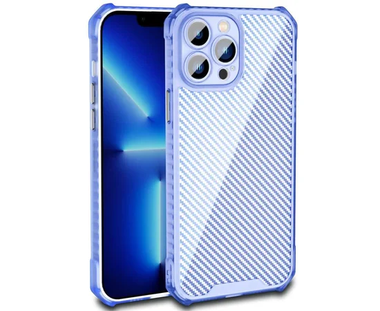 Чехол TPU Ease Carbon color series для Apple iPhone 13 Pro (6.1") Синий / Прозрачный