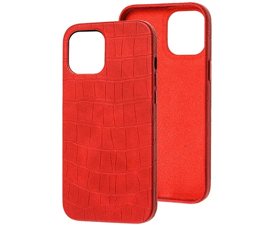 Кожаный чехол Croco Leather для Apple iPhone 13 Pro (6.1") Red
