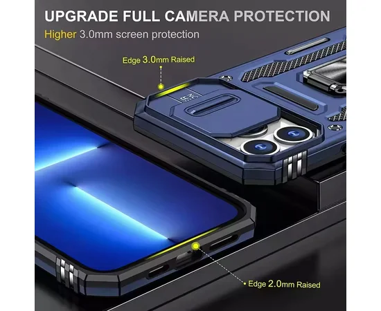 Ударопрочный чехол Camshield Army Ring для Apple iPhone 13 Pro (6.1") Синий / Navy