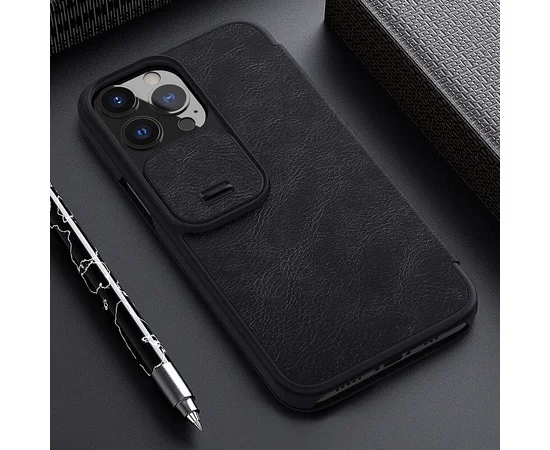 Кожаный чехол (книжка) Nillkin Qin Pro Camshield для Apple iPhone 13 Pro (6.1") Черный