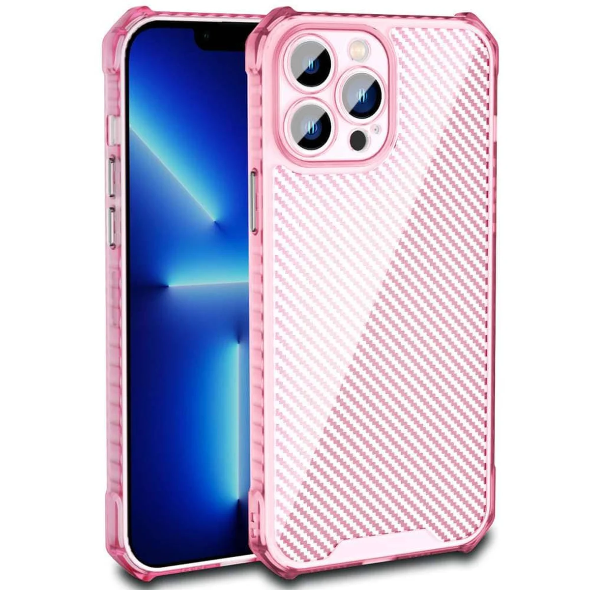 Чохол TPU Ease Carbon для Apple iPhone 13 Pro (6.1") Рожевий / Прозорий