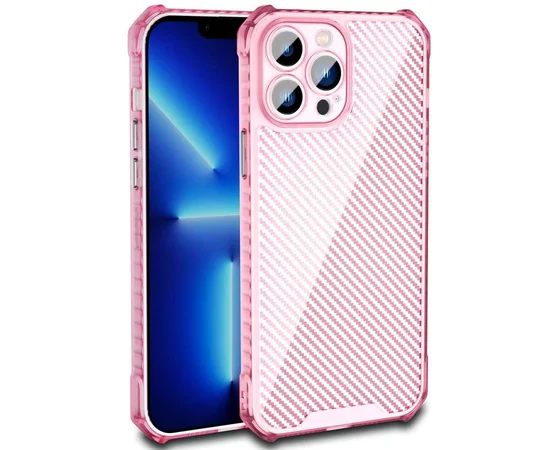 Чохол TPU Ease Carbon для Apple iPhone 13 Pro (6.1") Рожевий / Прозорий