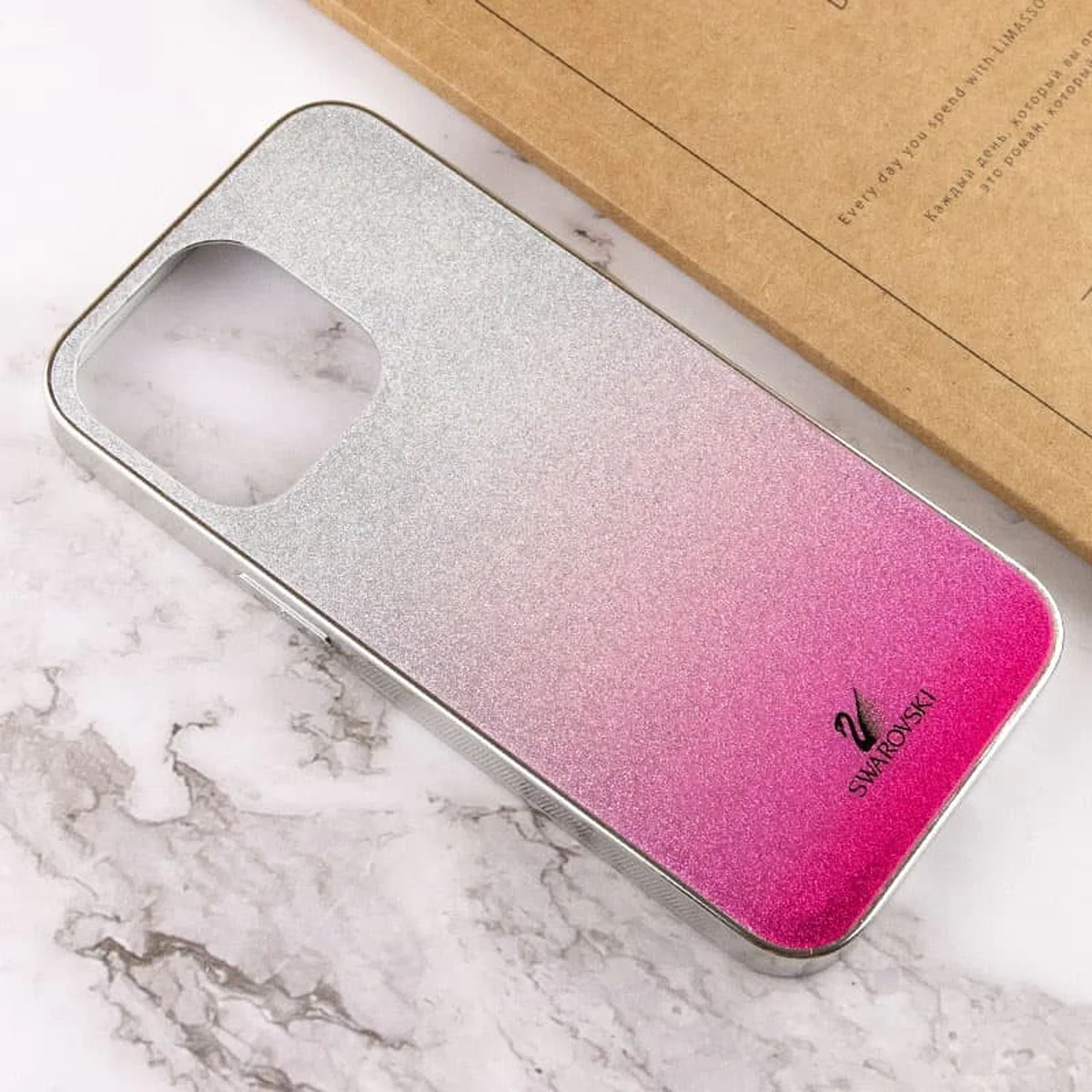 TPU+Glass чехол Swarovski для Apple iPhone 13 Pro (6.1") Малиновый