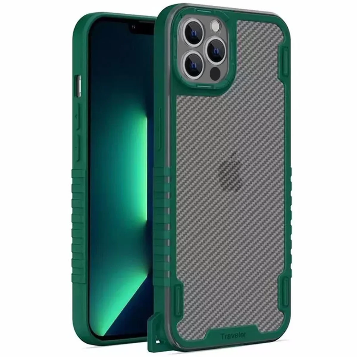 Чехол TPU+PC TRAVEL Carbon для Apple iPhone 13 Pro (6.1") Зеленый