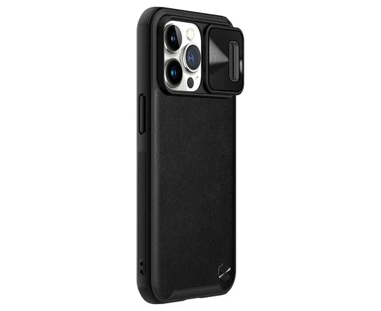 Кожаная накладка Nillkin Camshield Leather (шторка на камеру) для Apple iPhone 13 Pro (6.1") Черный / Black