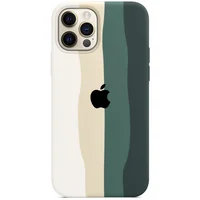 Чехол Silicone case Full Rainbow для Apple iPhone 13 Pro (6.1") Белый / Зеленый
