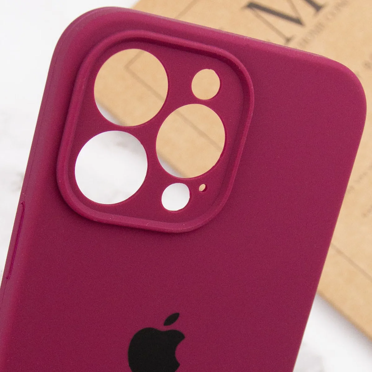Чехол Silicone Case Full Camera Protective (AA) для Apple iPhone 13 Pro (6.1") Бордовый / Maroon