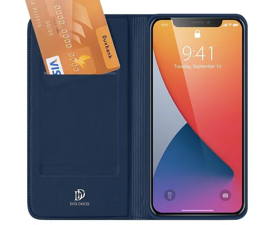Чехол-книжка Dux Ducis с карманом для визиток для Apple iPhone 13 Pro (6.1") Синий