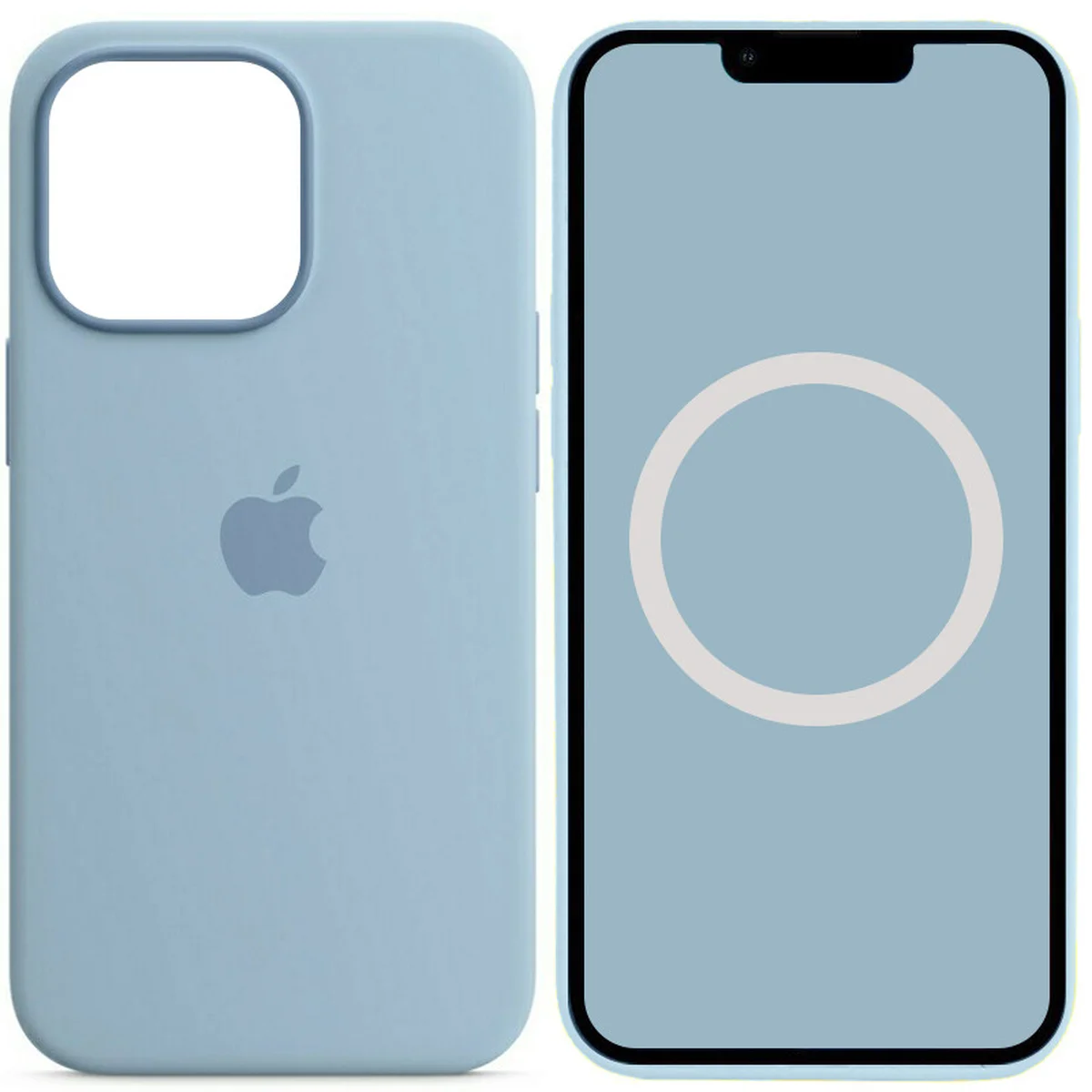 Чехол Silicone case (AAA) full with Magsafe and Animation для Apple iPhone 13 Pro (6.1") Голубой / Blue Fog