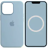 Чехол Silicone case (AAA) full with Magsafe and Animation для Apple iPhone 13 Pro (6.1") Голубой / Blue Fog