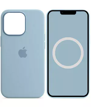 Чохол Silicone case (AAA) full with Magsafe and Animation для Apple iPhone 13 Pro (6.1") Синій / Blue Fog