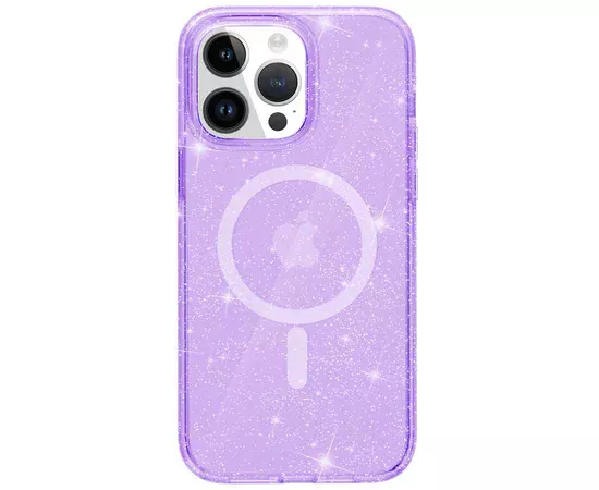 Чохол TPU Galaxy Sparkle (MagFit) для Apple iPhone 13 Pro (6.1") Purple+Glitter