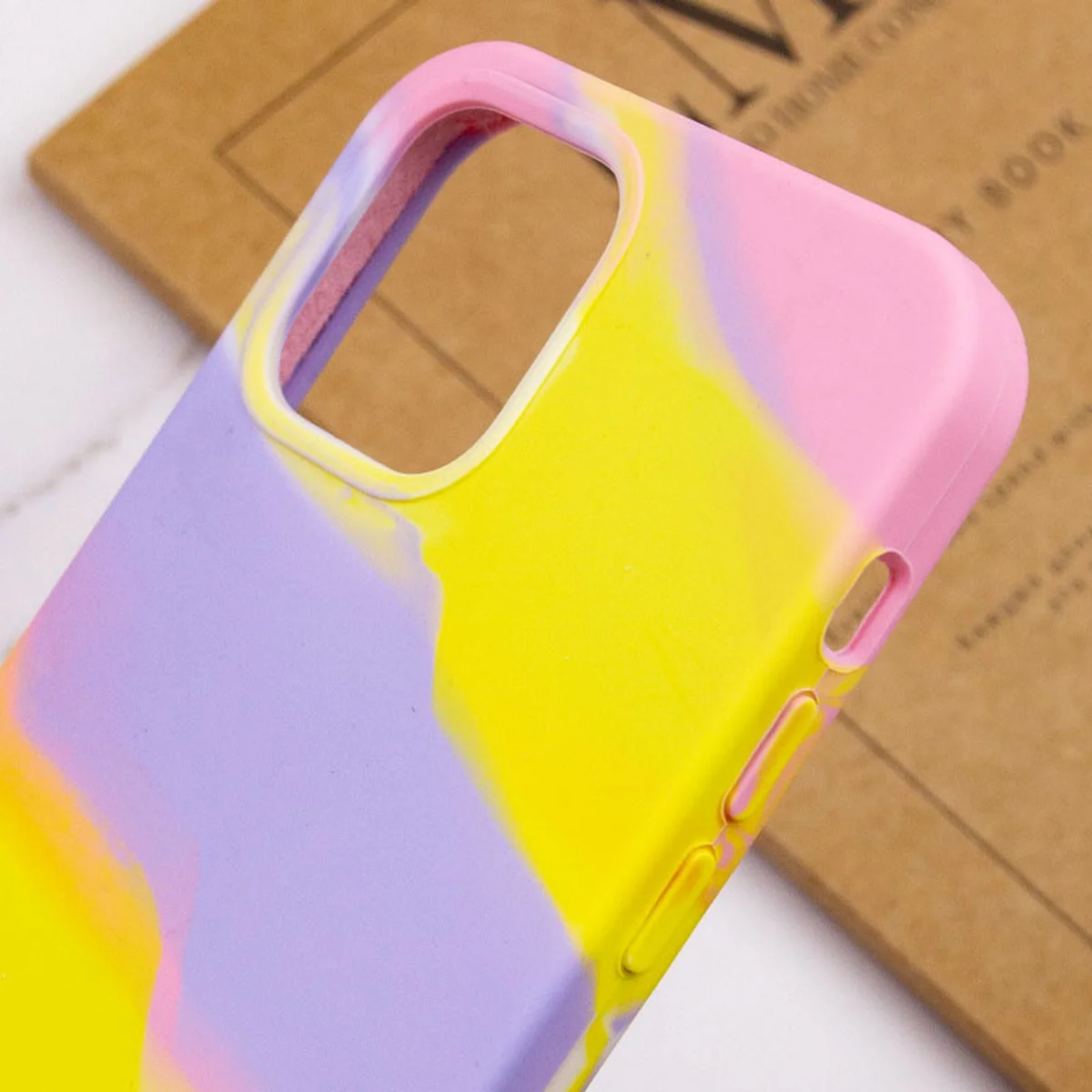 Чохол Silicone case full Aquarelle для Apple iPhone 13 Pro (6.1") Бузково-жовтий