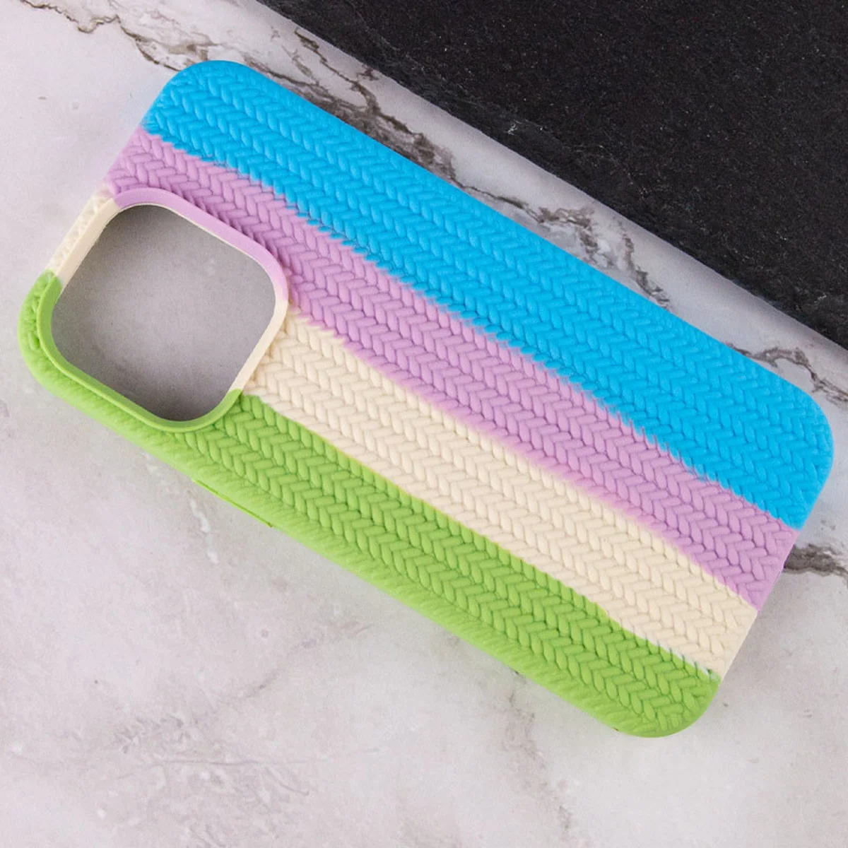 Чехол Silicone case Full Braided для Apple iPhone 13 Pro (6.1") Мятный / Голубой