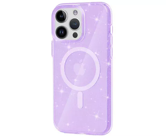 Чохол TPU Galaxy Sparkle (MagFit) для Apple iPhone 13 Pro (6.1") Purple+Glitter