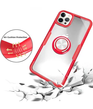 TPU+PC чохол Deen CrystalRing для Apple iPhone 13 Pro (6.1") Безбарвний / Червоний